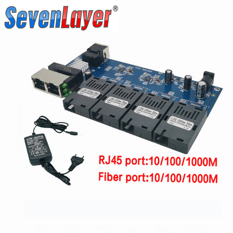 Fiber Optical switch 4G3E Gigabit Ethernet Switch Single Mode Single Fiber PCBA