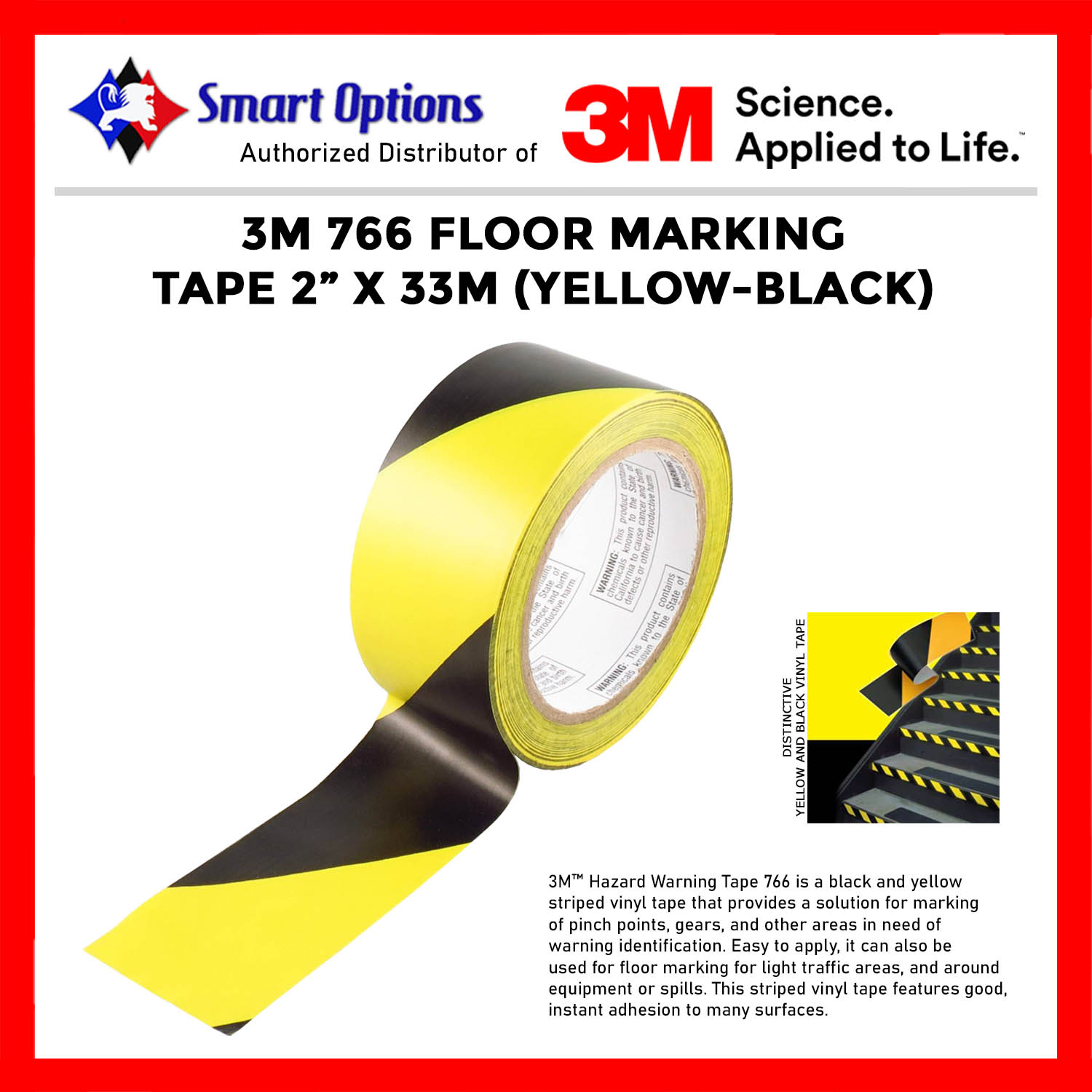 Black and Yellow Striped Rubberized Adhesive Hazard Safety Floor Tape Double Roll Two-Pack By Outworld 2-inch by 100-feet 
