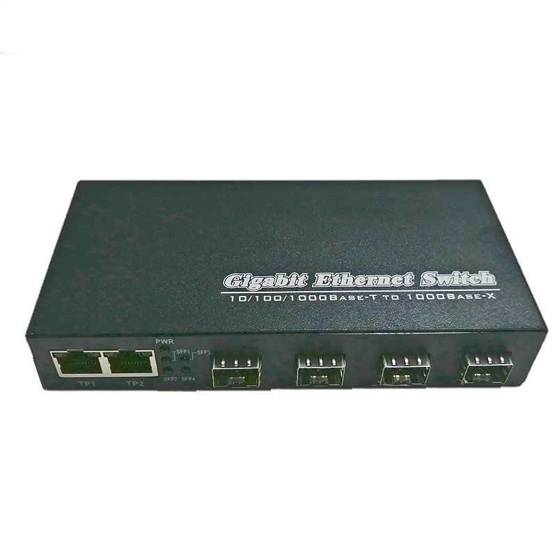 Gigabit ethernet switch fiber optical media converter 4 fiber sfp module port 2 rj45 10/100/1000m