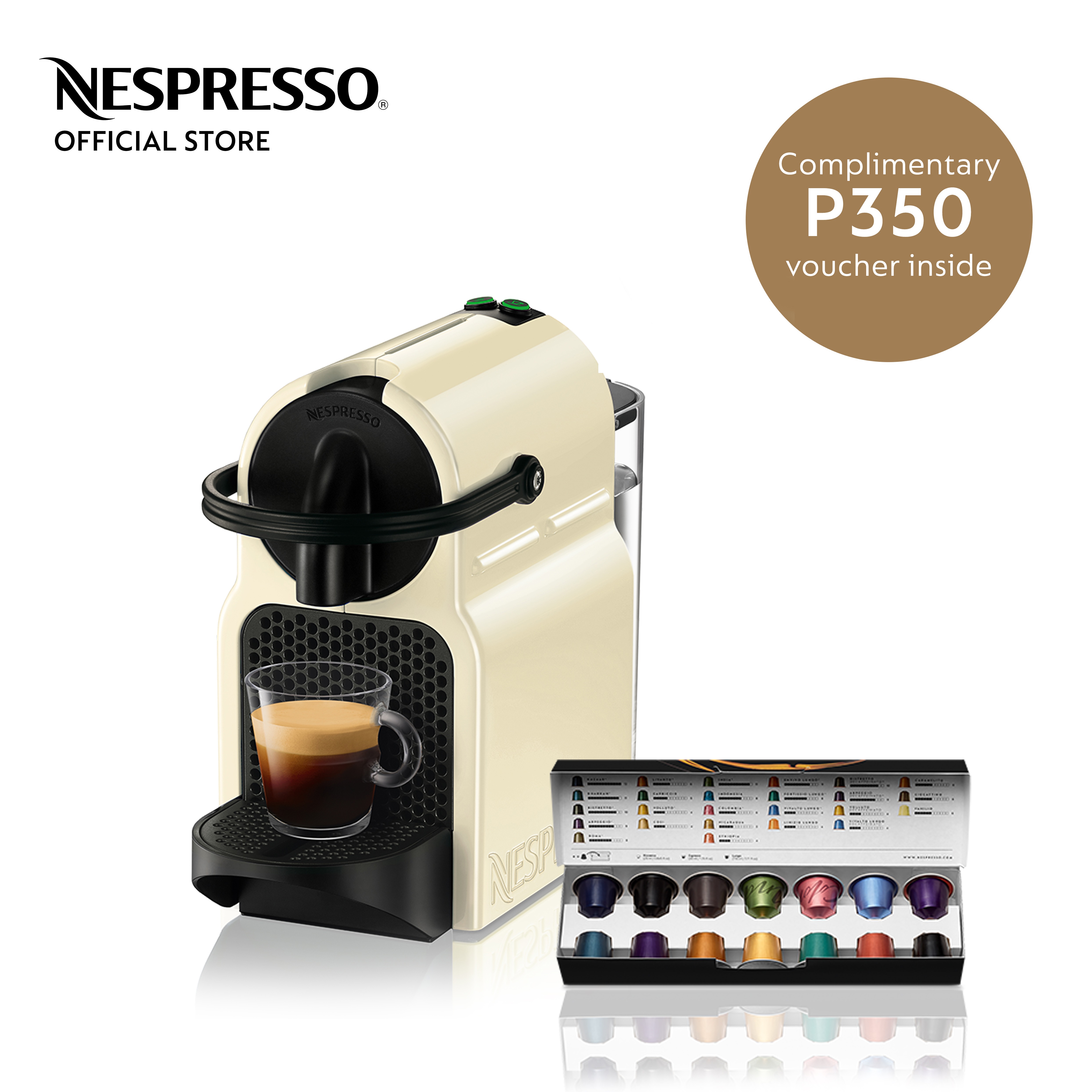 Koreaans boot lancering Nespresso® Inissia Coffee Maker Cream with Complimentary Welcome Coffee Set  | Lazada PH