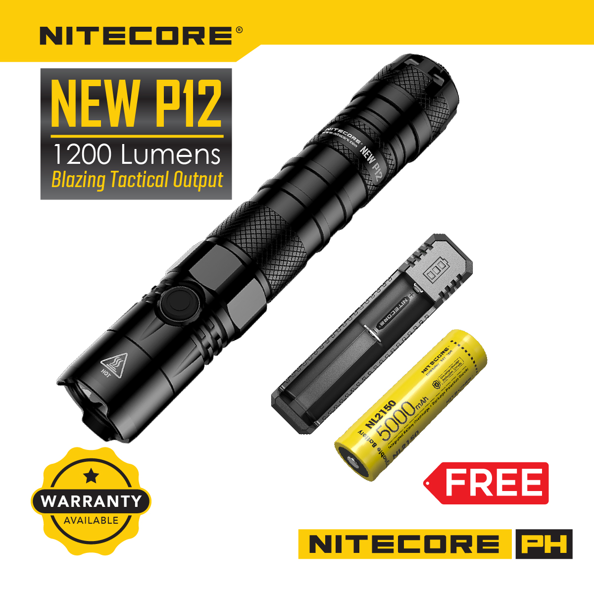 Nitecore P12 Flashlight High Quality Nylon Holster 15cm 