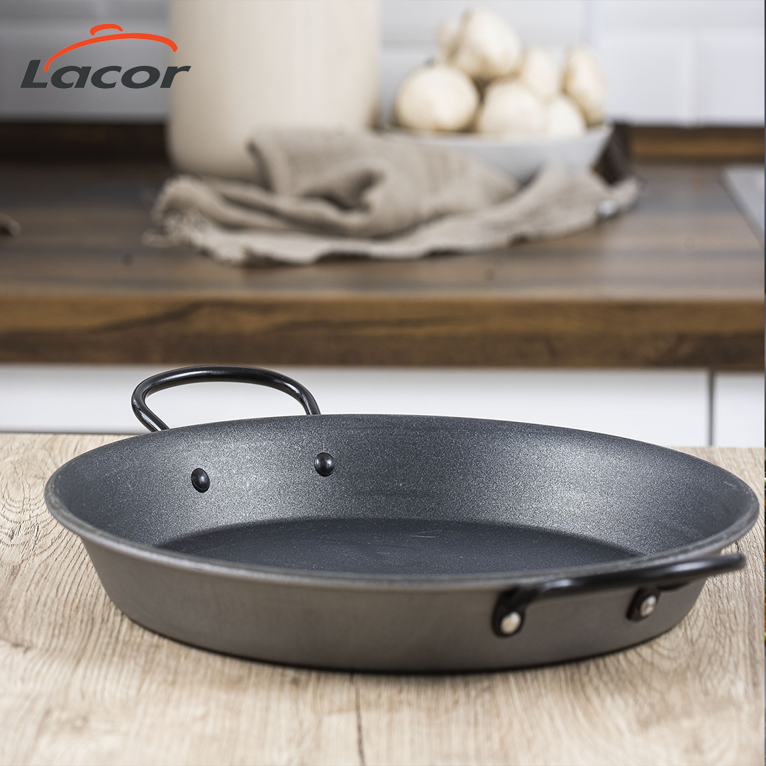 Round paella pan Ø 36cm with lid - induction stainless steel 18/10 - Chef  Classic - Lacor