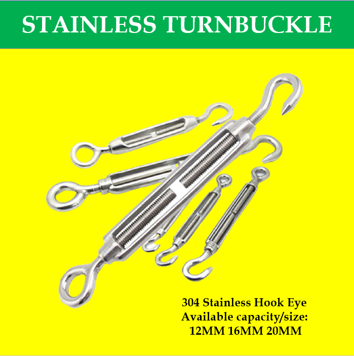 M8 GALVANISED TURNBUCKLE HOOK/EYE