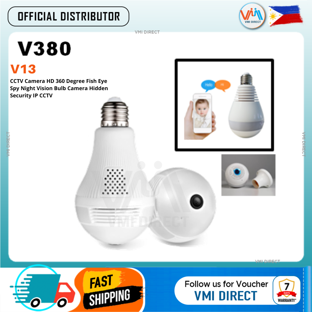 V380 V13 CCTV Camera HD 360 Degree Panoramic Light Bulb Fish Eye