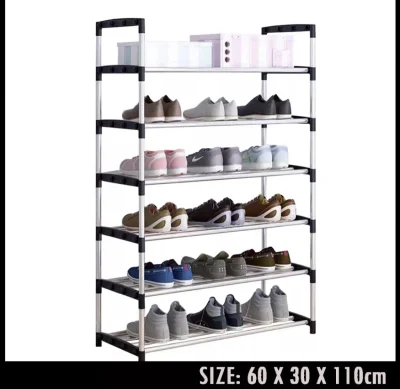 D&Q STORE DIY 6 Layer Shoe Rack Organizer Shoerack Shoe Storage For Home Living Room Condo House Space Saver Display Shelves 60x30x110cm