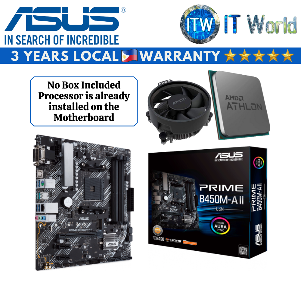 Itw AMD Athlon 3000G (Tray type) Processor with ASUS Prime B450MA II