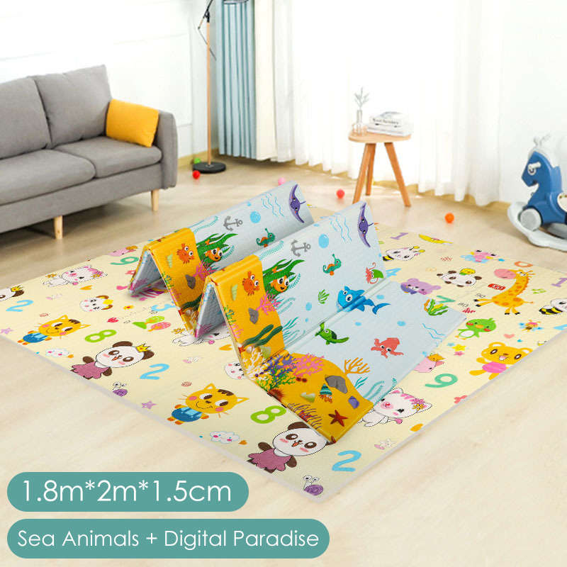 Carpet Play Mat Playmat for Baby with Foam Family Size Folding Crawling ...