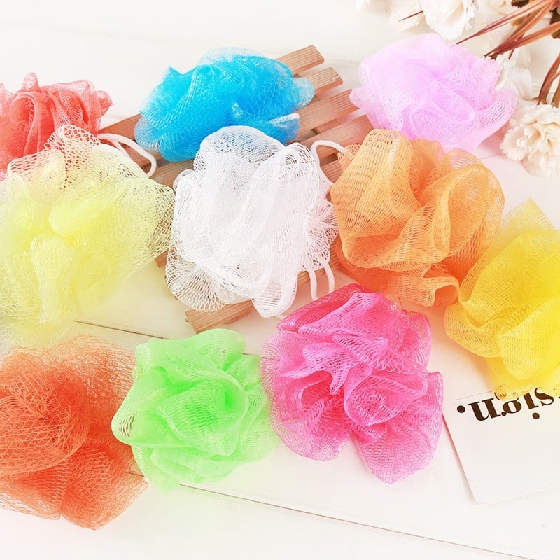 Body Bath Ball Scrub Strap Exfoliate Puff Sponge Loofah Flower Lace ...