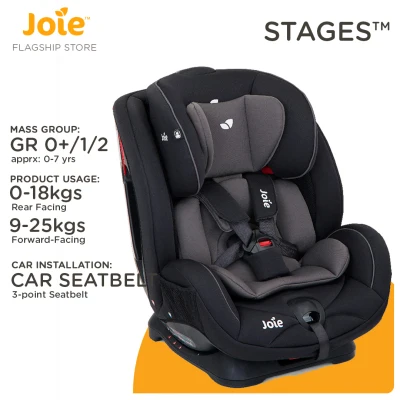 Joie Stages Car Seat Group 0+/1/2/ (for Newborn Babies upto 25kgs 7years) - Coal