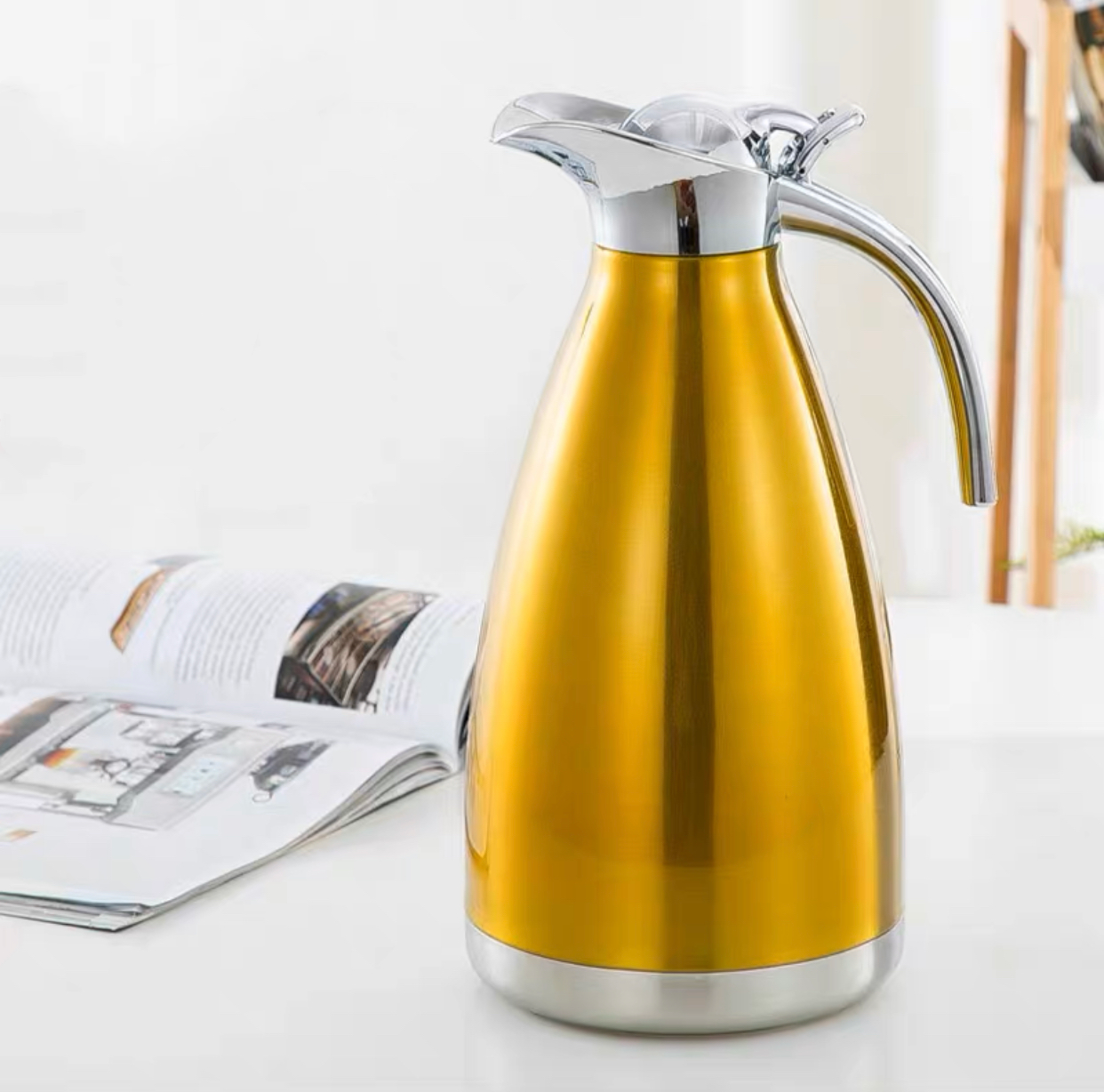 2.0 Liter Large Capacity Coffee Pot Thermos Stainless Steel Double