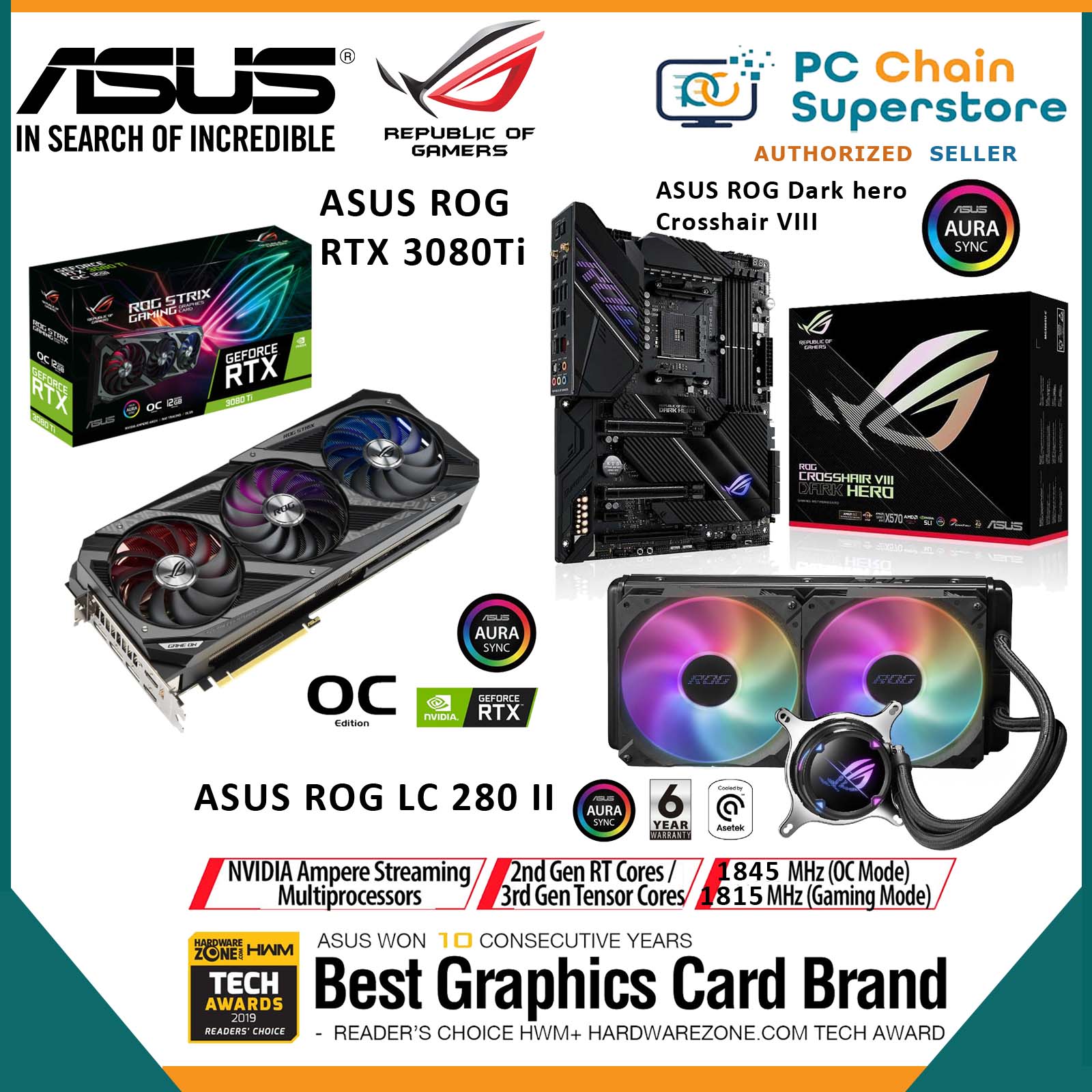 ASUS ROG STRIX RTX 3080 TI 12GB OC GDDR6X Graphics Card ASUS ROG