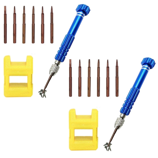 2set Magnetic 6 in 1 Tiny Screw Driver Kit, Small Screwdriver Set Perfect Mini Screws for Cell Phones, Watch