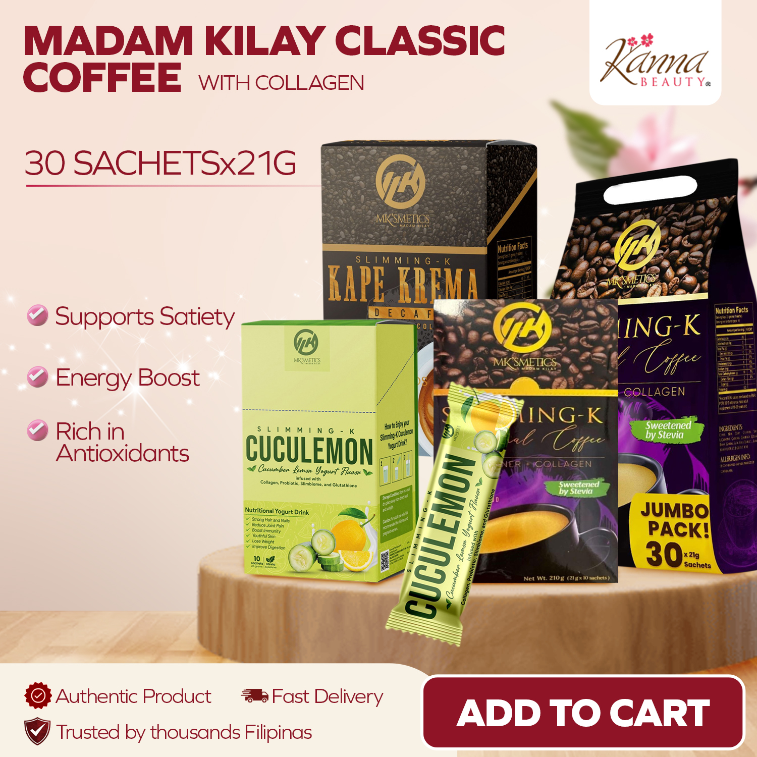 Madam Kilay Classic Coffee with Collagen Jumbo Pack 30 Sachets x