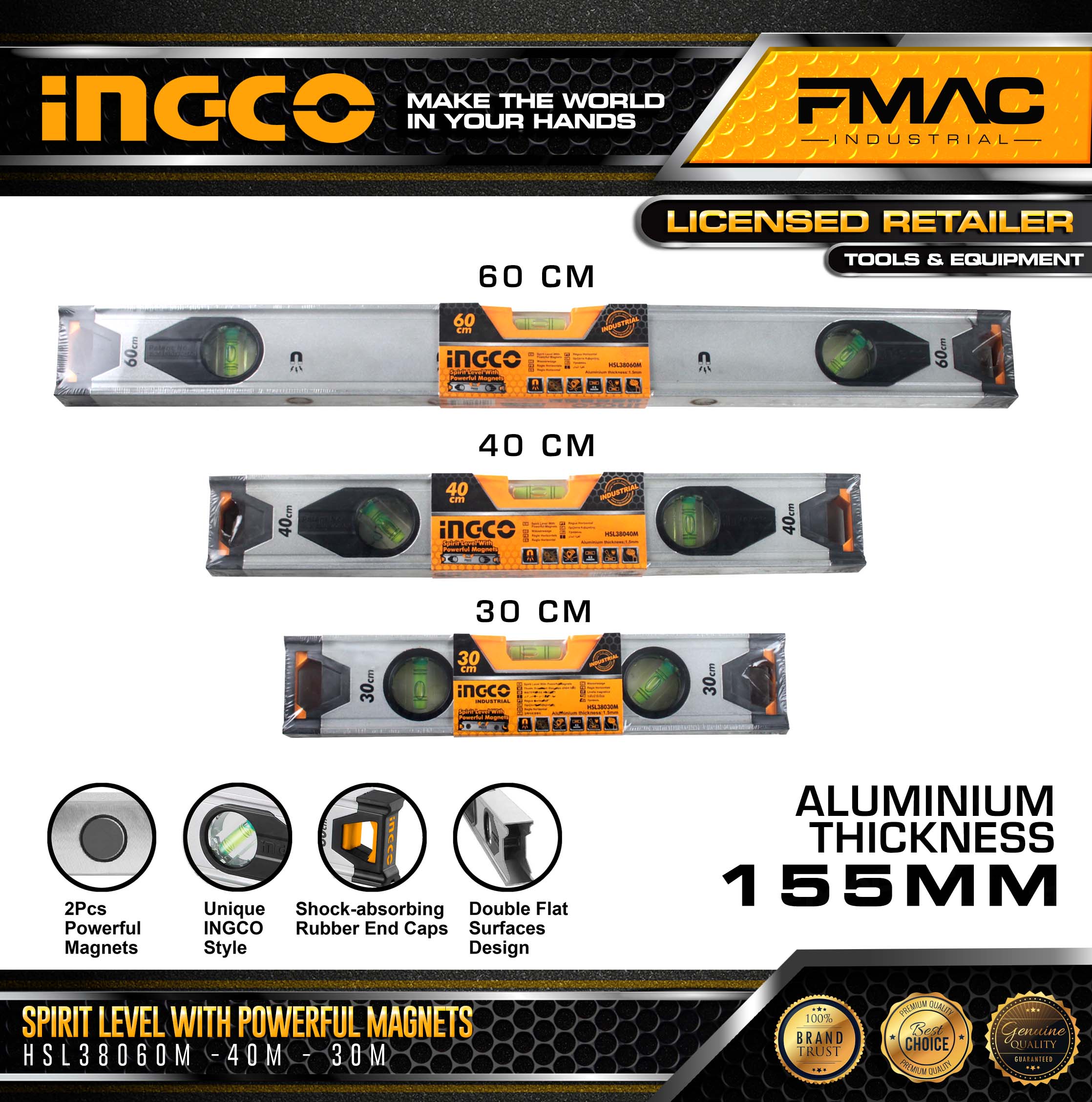 Ingco Spirit Level With Powerful Magnets Cm Cm Cm Lazada Ph