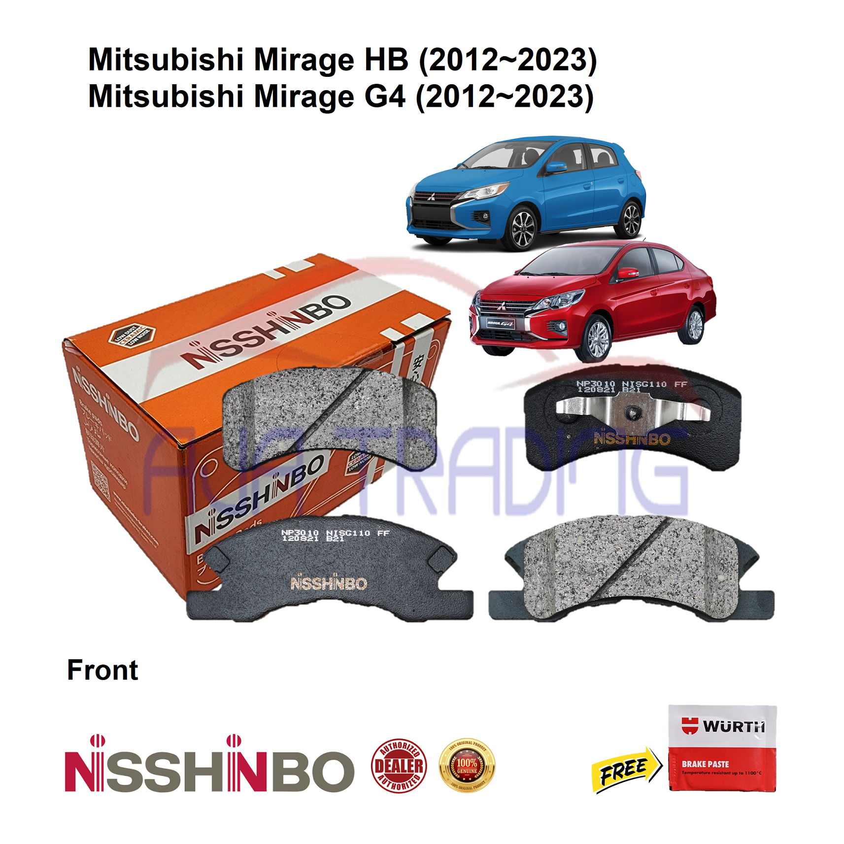 Detroit Axle Front Ceramic Brake Pads With Hardware For Mitsubishi Mirage G4 (2014-2024)