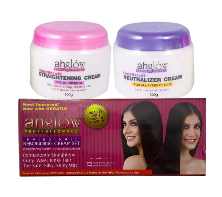 ahglow hair straightening cream and neutralizer