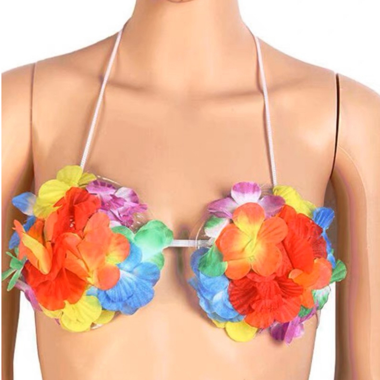 Adult HAWAIIAN FLOWER BRA Bikini Fancy Dress Costume Summer Party 13cm  Cup(9426)