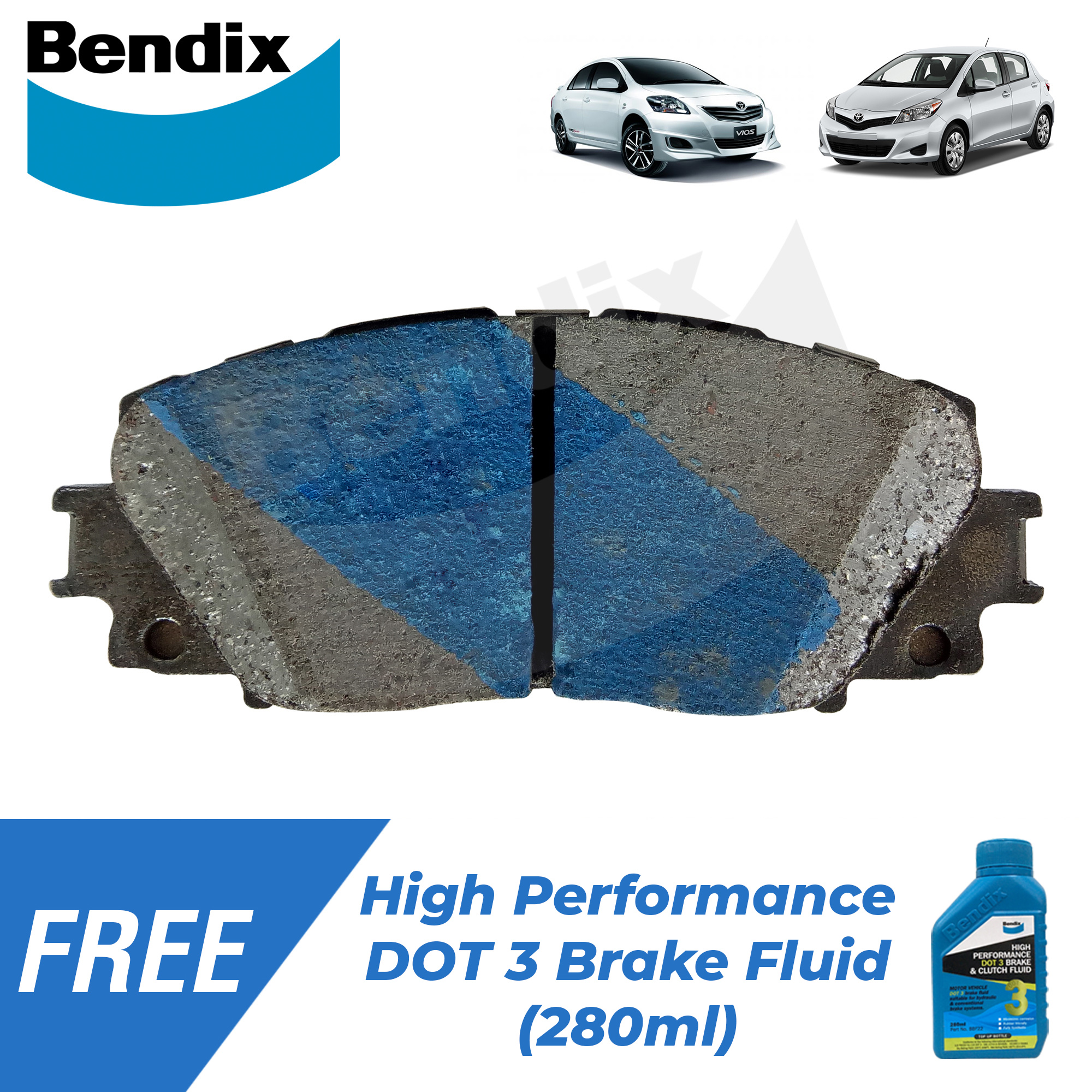 Bendix Brake Pads GCT DB1820 Front Set for Toyota Vios J, Vios E 1.3