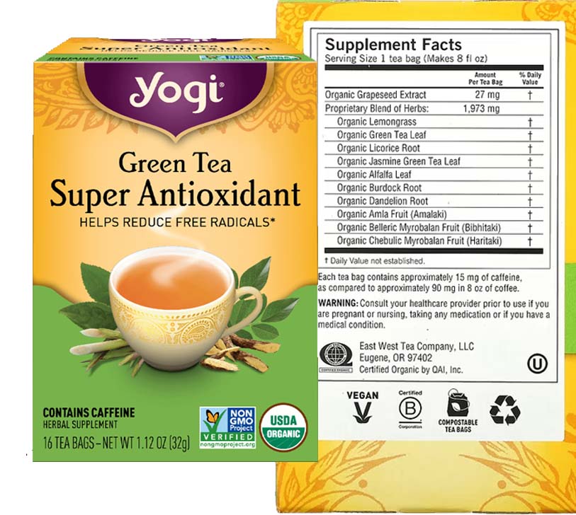 Yogi Tea Green Tea Super Antioxidant or Blueberry Slim or Pure Green