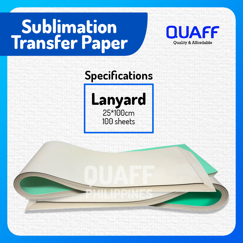 (25x100cm) QUAFF Lanyard Sublimation Paper 100gsm for Id Lace Lanyard  Printing (100 sheets per pack)