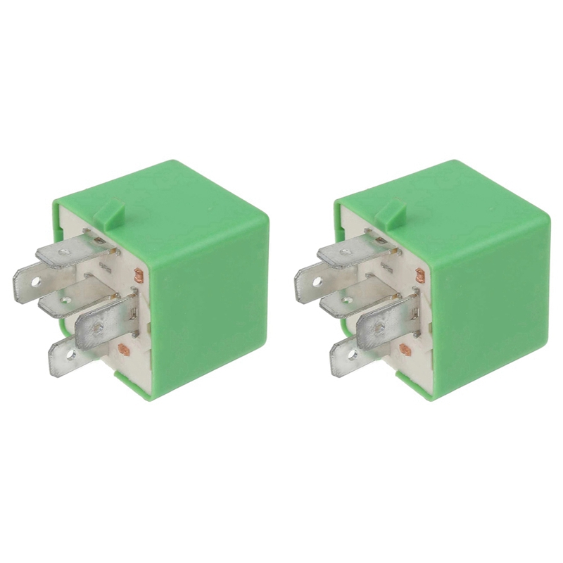 2X 12V 35A 5 Pins Cooling Radiator Fan Relay Green 6547TX for Peugeot