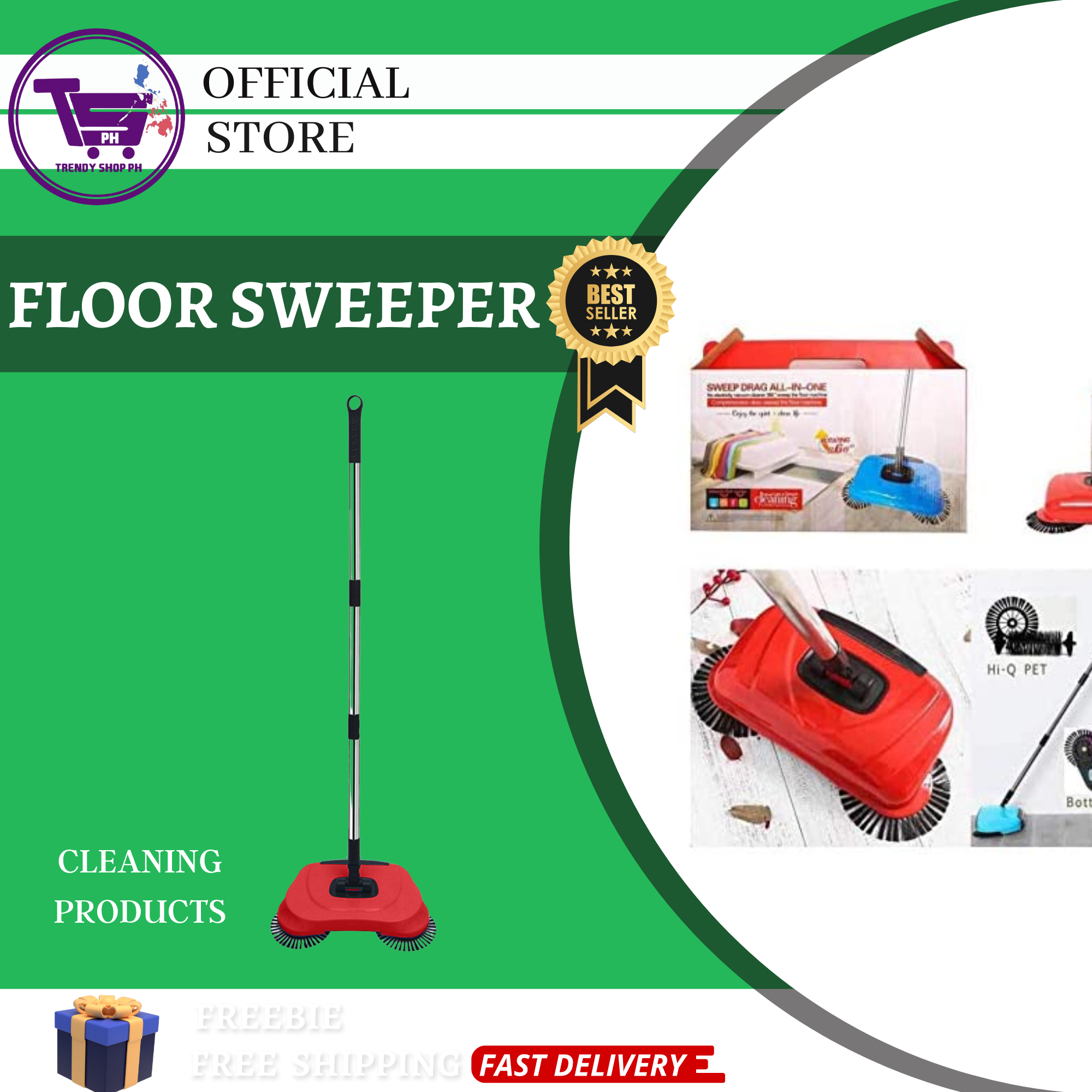 Original Rotating Hard Floor Sweeper Sweeper Cleaner Vacuum Mop Mop With Spinner Broom