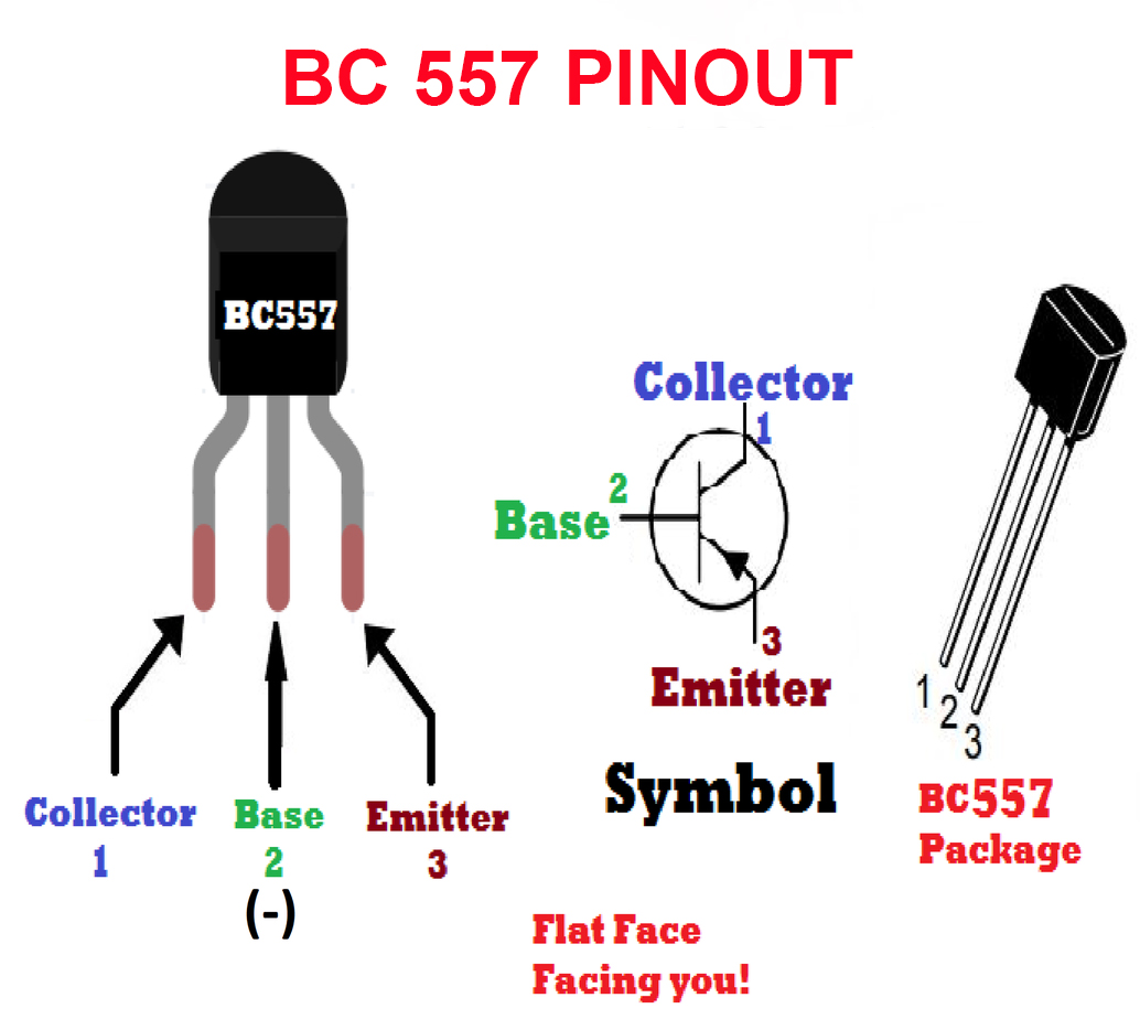 TRANSISTOR BC547 BC557 4550V 100mA 625mW NPN PNP TO92 POWER TRIODE