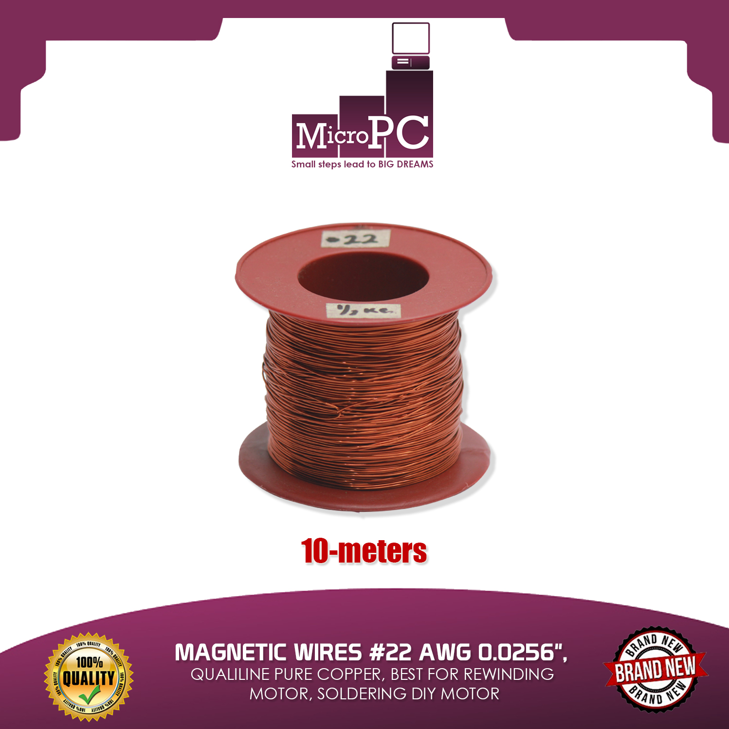 WIRES 22 AWG 0.0256", QUALILINE PURE COPPER, BEST FOR REWINDING MOTOR, SOLDERING DIY