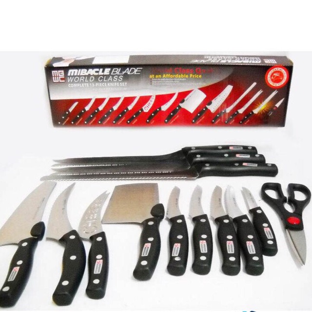 On SALE!! Original Amazing Magic Miracle Blade World Class 13-Piece  Japanese Knife Set Stainless Steel Knife Set with Block - 13 Kitchen Knives  Set Chef Knife Set with Knife Sharpener, 6 Steak