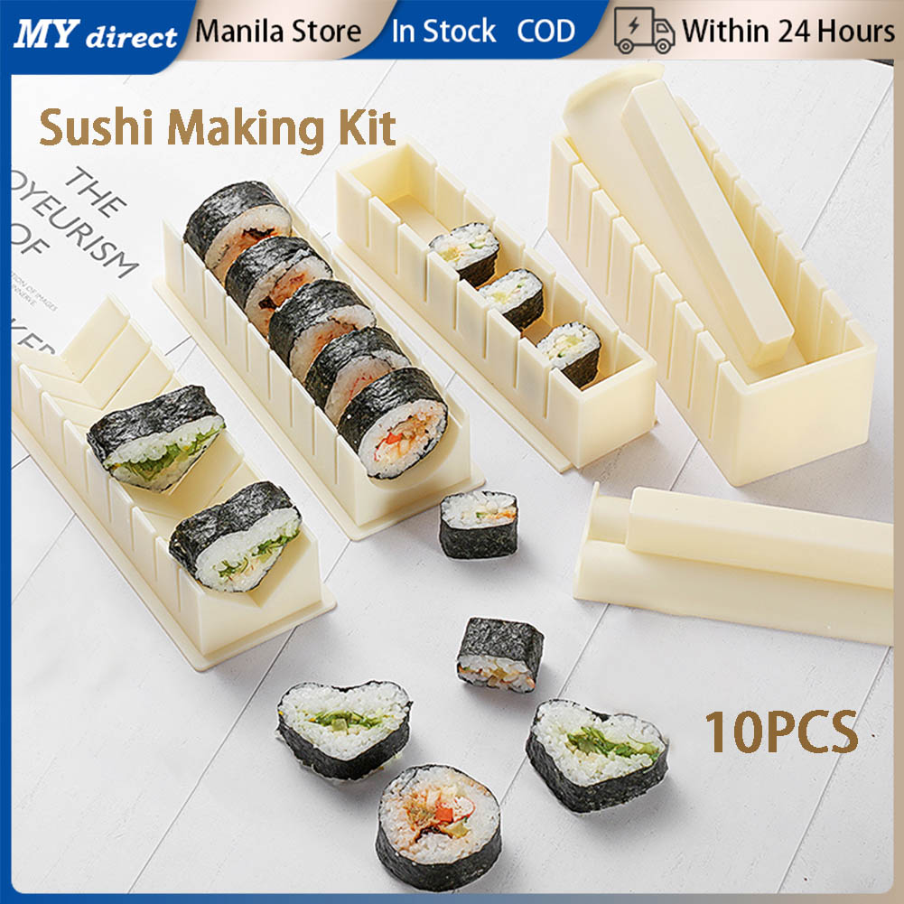 10pcs DIY Sushi Making Kit - Safe, Odorless, and Easy to Use - Includes  Sushi Mold Set and Sushi Maker Tool Kit for Home Kitchen - Food Grade  Material