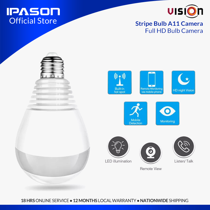 Vision A11 Strip Bulb 1080P HD Bulb Holder Threaded WIFI CCTV