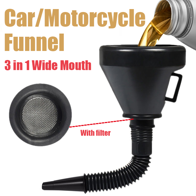 Universal 3 in 1 Plastic Funnel Car Motorcycle Refueling Longer filter