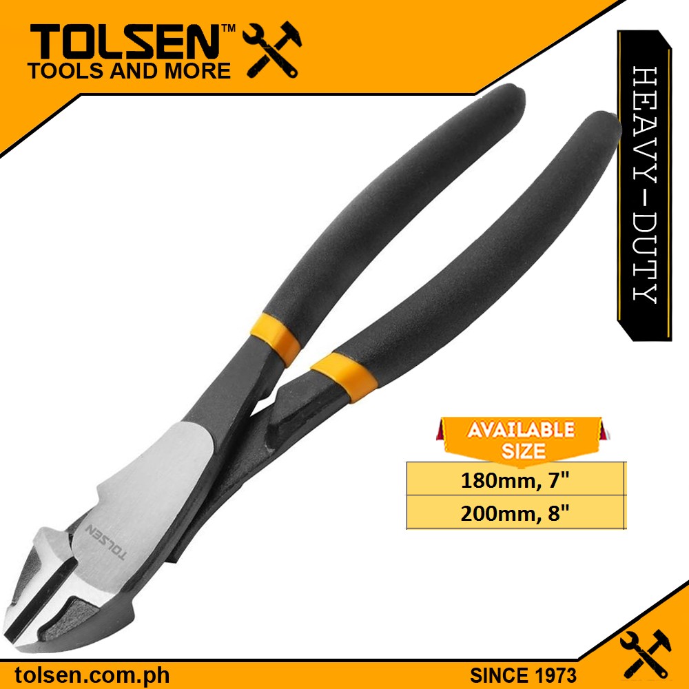 TOLSEN High Leverage Diagonal Cutting Pliers (7" 8") Black Finish