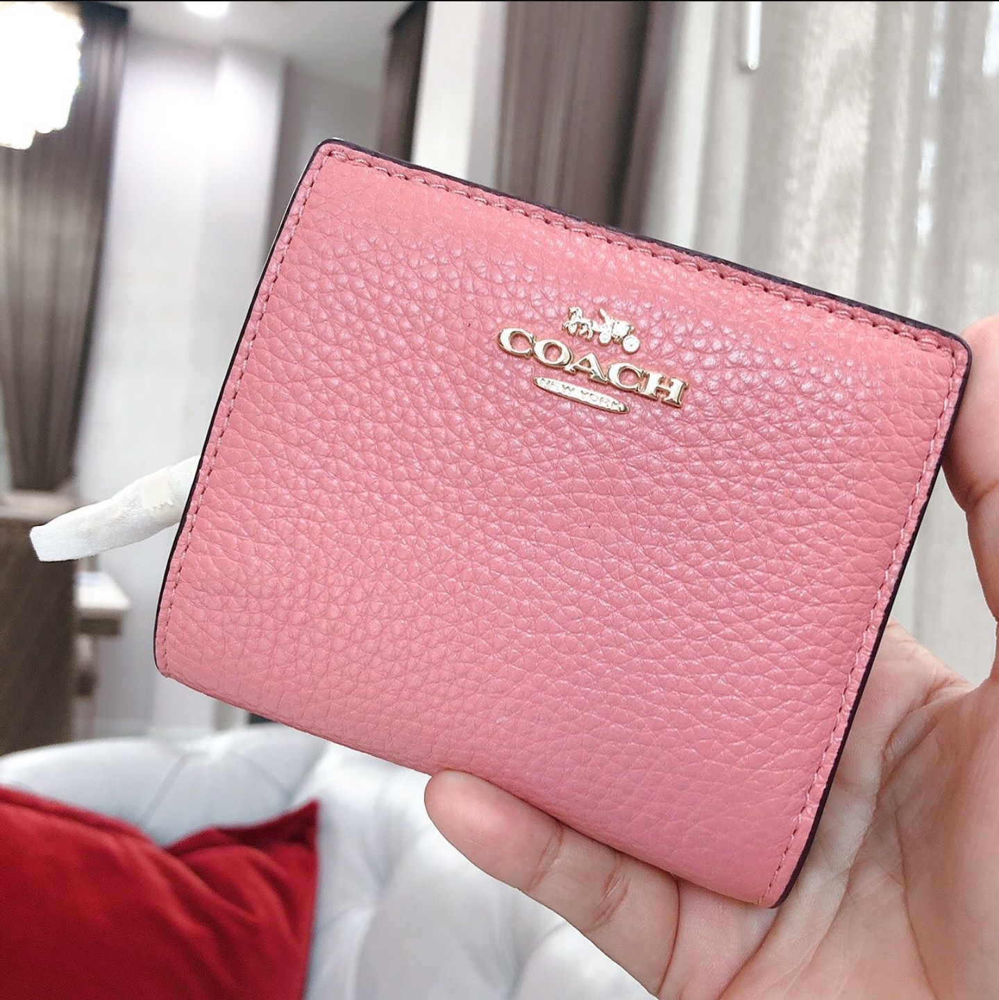Coach Pebble Leather Snap Wallet Bold Pink Style No. C2862 : Clothing,  Shoes & Jewelry - .com