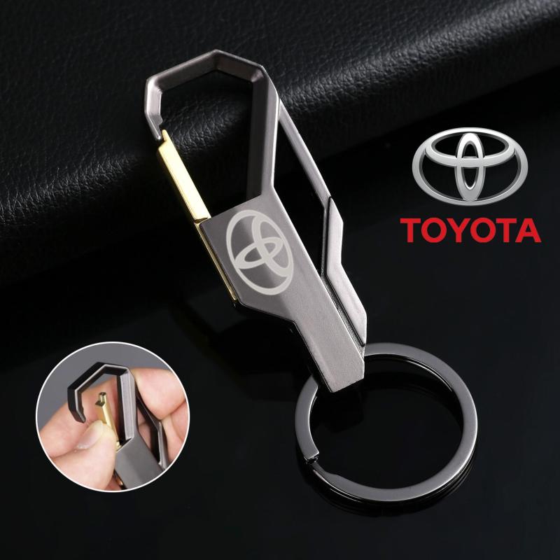 Car Keychain (Black Gold) Men's Creative Alloy Metal Keyring Key Chain Ring Keyfob For Toyota Fortuner Hilux Yaris