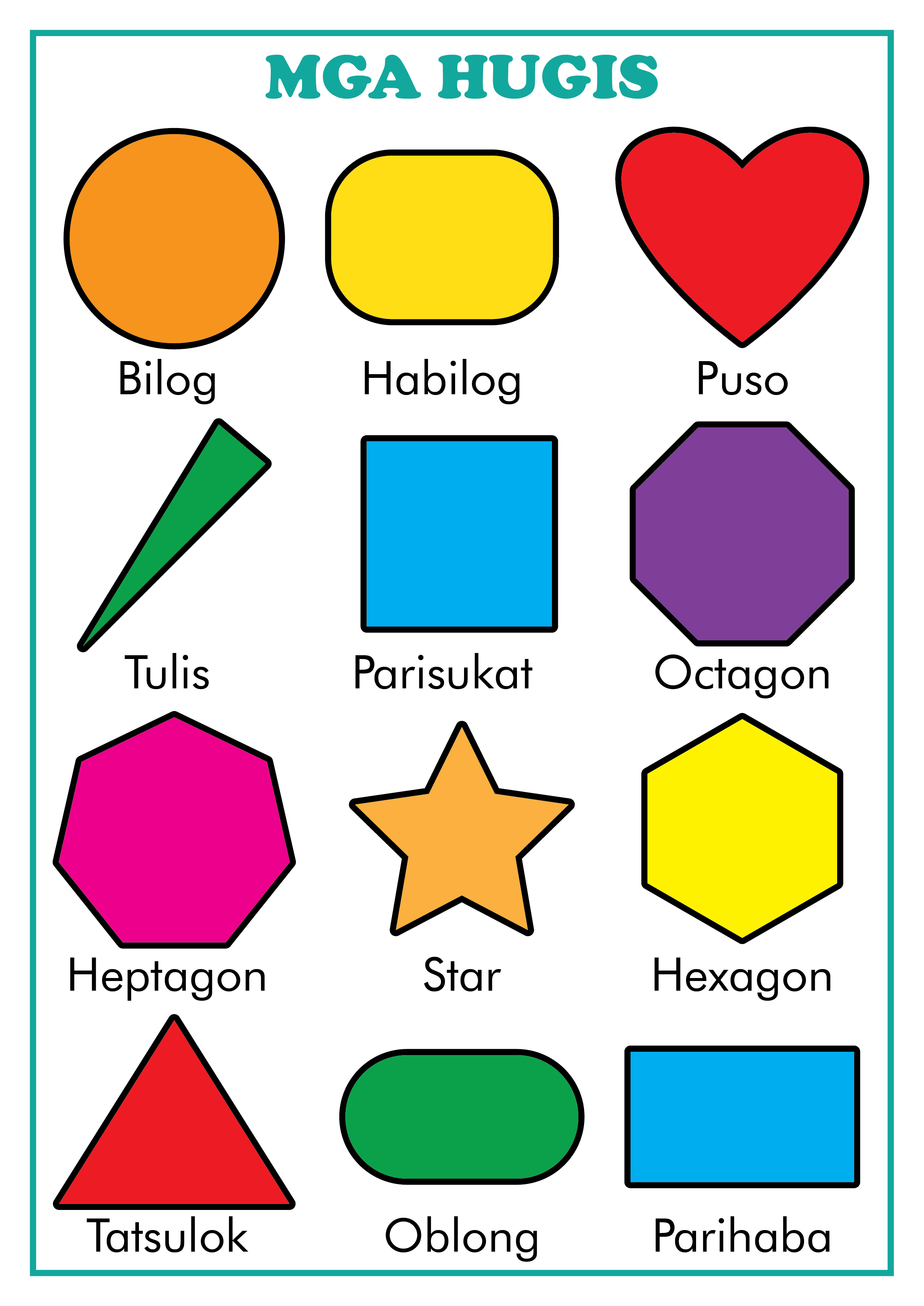 Mga Hugis Educational Chart For Kids A4 Size Shopee Philippines ...