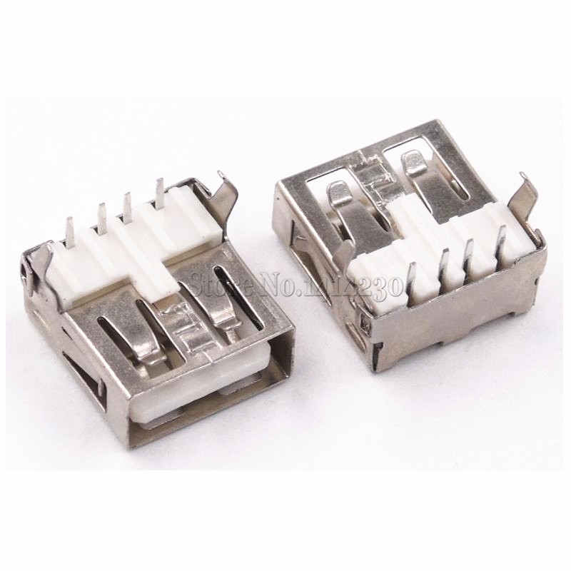 【hot】 10pcs Usb Type A Standard Port Female Solder Jacks Connector Pcb Socket Usb A Type 90 6317