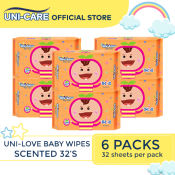 UniLove Powder Scent Baby Wipes 32's Pack of 6