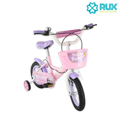 RUX 12" Bicycle (Bike) with Basket and Training (Trainer) Wheel for Kids (Children, Kiddie, Boys, Girls) | Kids Bike | Bike for Kids | Bike for Girls |Toys for Kids | Toys for Girls | Bike for 2 to 5 years | Toys for 2 to 5 years