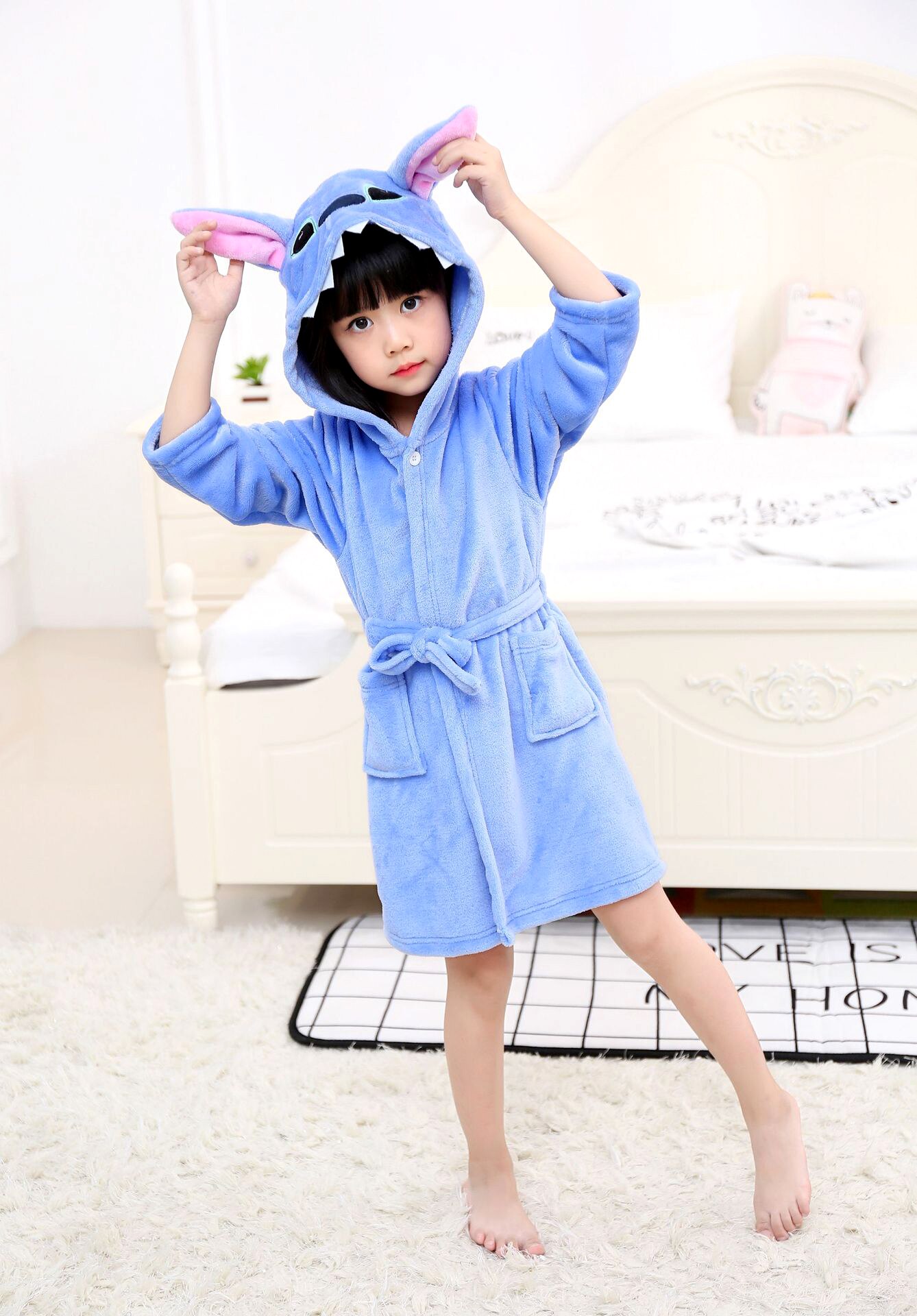 Cute Toddler Baby Boys Girls Cotton Coral Fleece Bathrobe Cartoon Animal Hooded Robe Towel Pajamas Outfit 