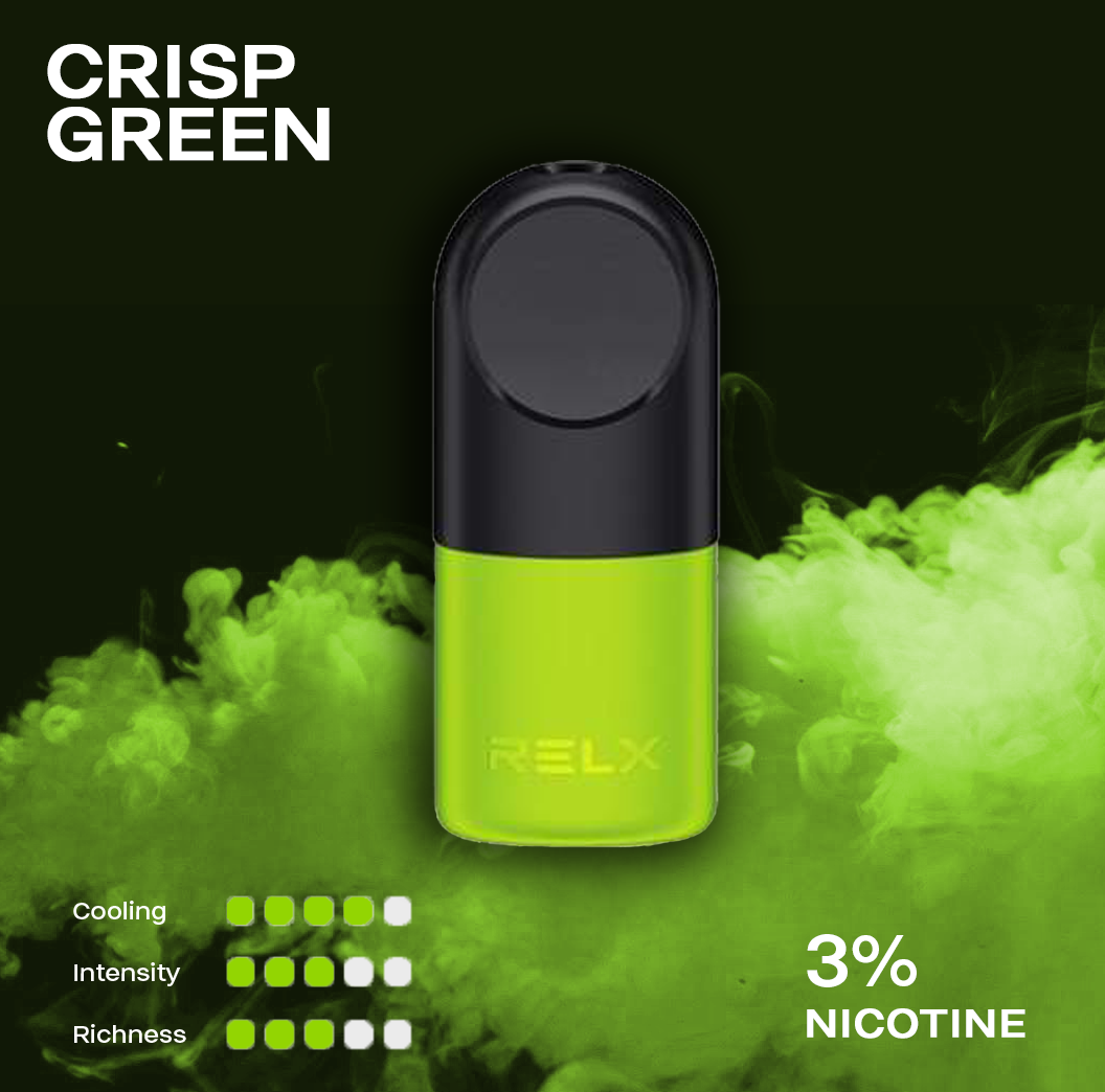RELX Pod Pro CRISP GREEN (Green Apple) PUNCH Flavor for RELX INFINITY