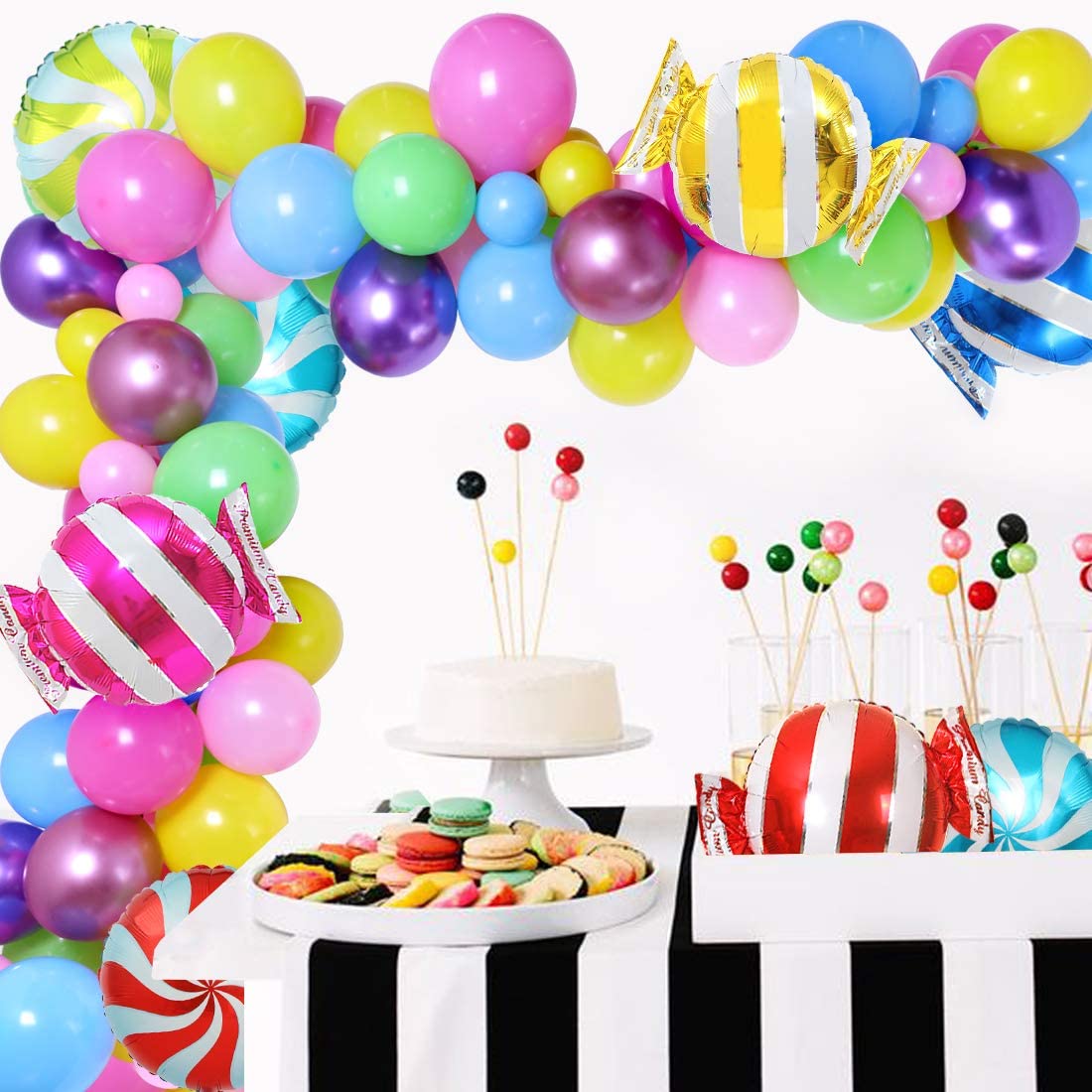 Kesote 23Pcs Sweet Candy Balloons Set Round Lollipop Balloons Candy Land Party Decoration Birthday Balloons Candyland Birthday Party Decoration 18 inches
