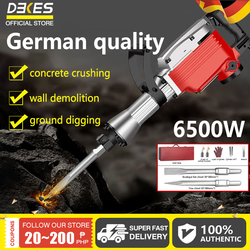 DEKES Electric Rock Drill Demolition Hammer/Blasting Jack Hammer 6500W 65J Electric Hammer Drill