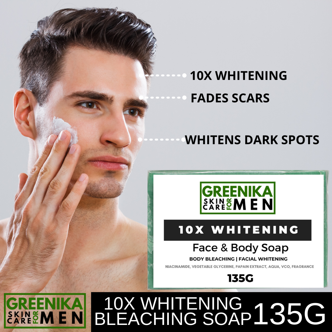 [ 10X WHITENING SOAP FOR MEN ] Greenika Bleaching Soap Glutathione Whitening Soap Lightens Skin