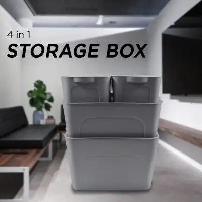 Locaupin 4 in 1 Home Clothes Underwear Storage Shelf Organizer Plastic Container Box w/ Handle