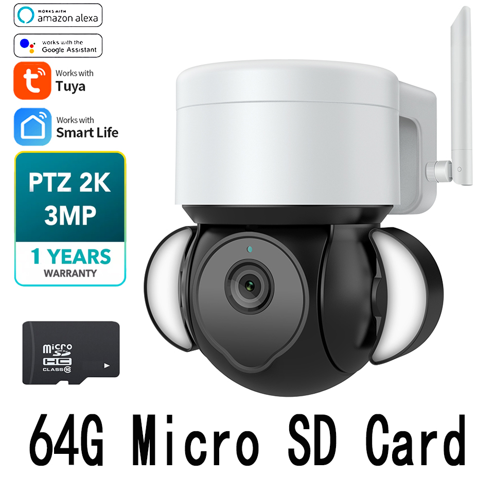 DAYTECH Tuya WIFI CCTV Floodlight Camera Wireless IP Camera Outdoor ...
