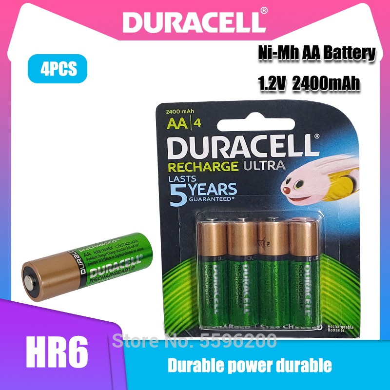 Duracell Rechargeable AA 2500mAh Batteries, 4 Pcs 