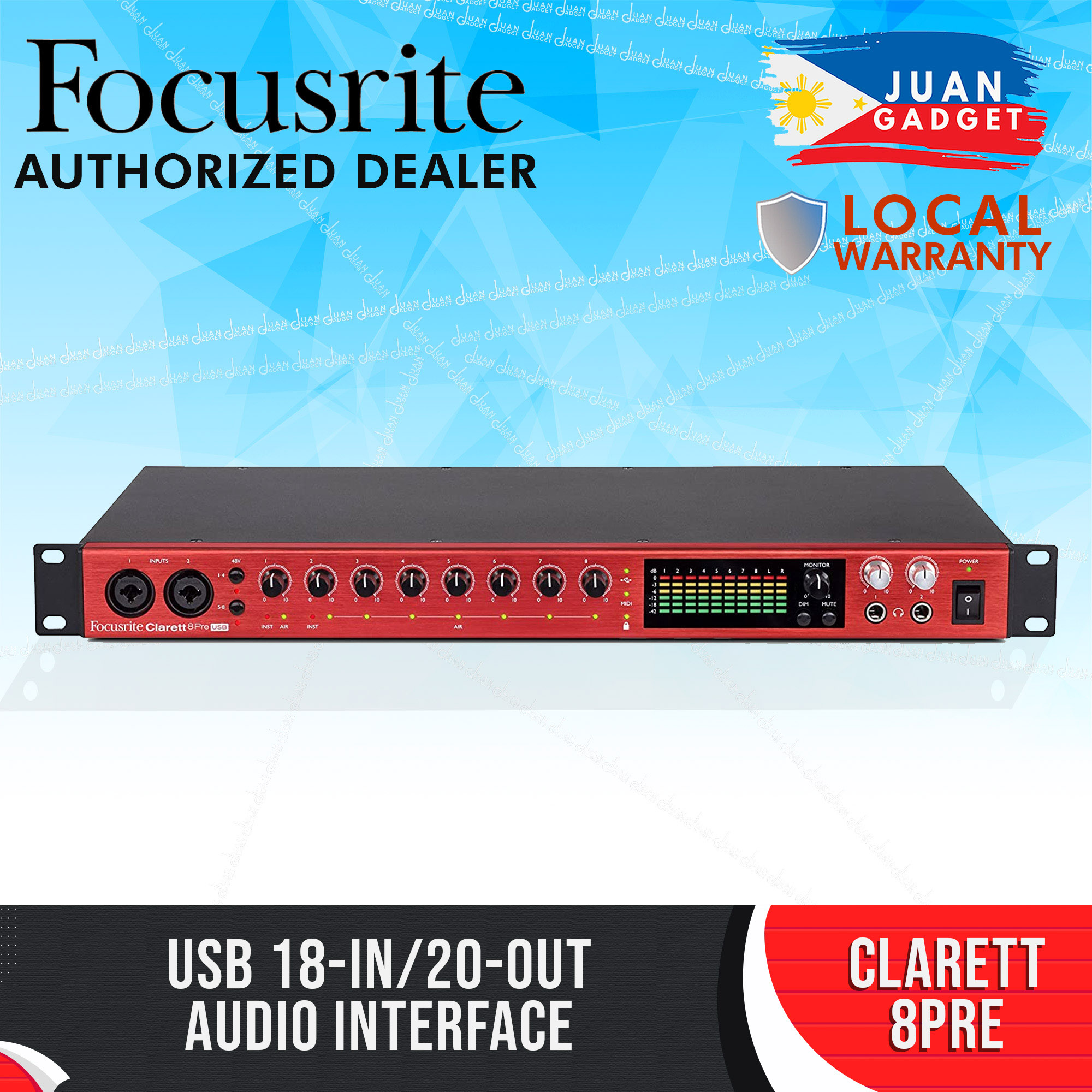 Focusrite Clarett 8Pre USB 18x20 USB Audio Interface 18in/20out USB 2
