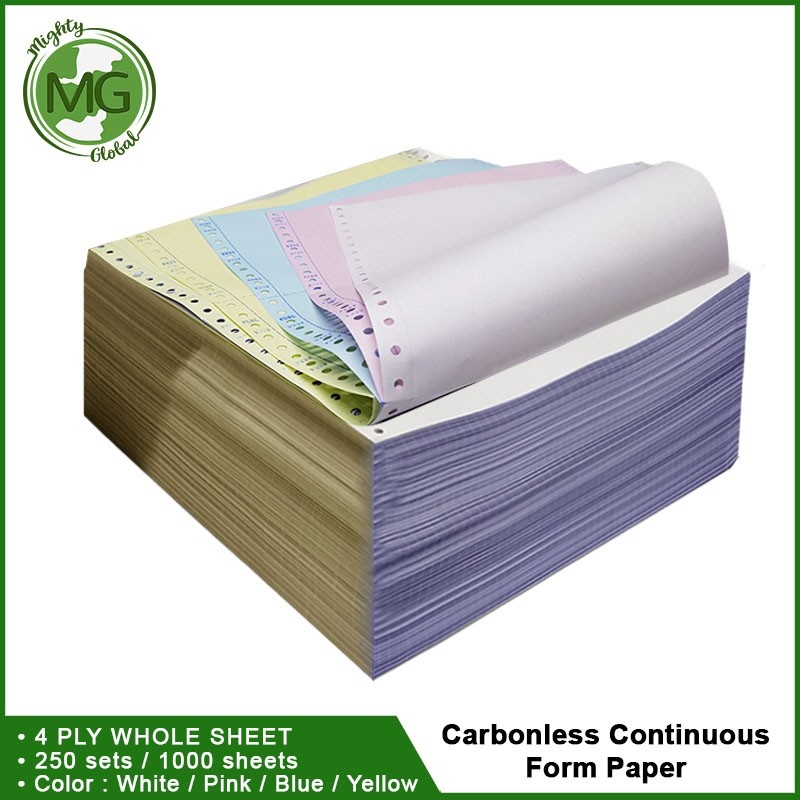 Carbonless Continuous Paper for Dot Matrix Printer 1 Ply 2 Ply 3 Ply 4 Ply 9.5 x 11 (Whole Sheet