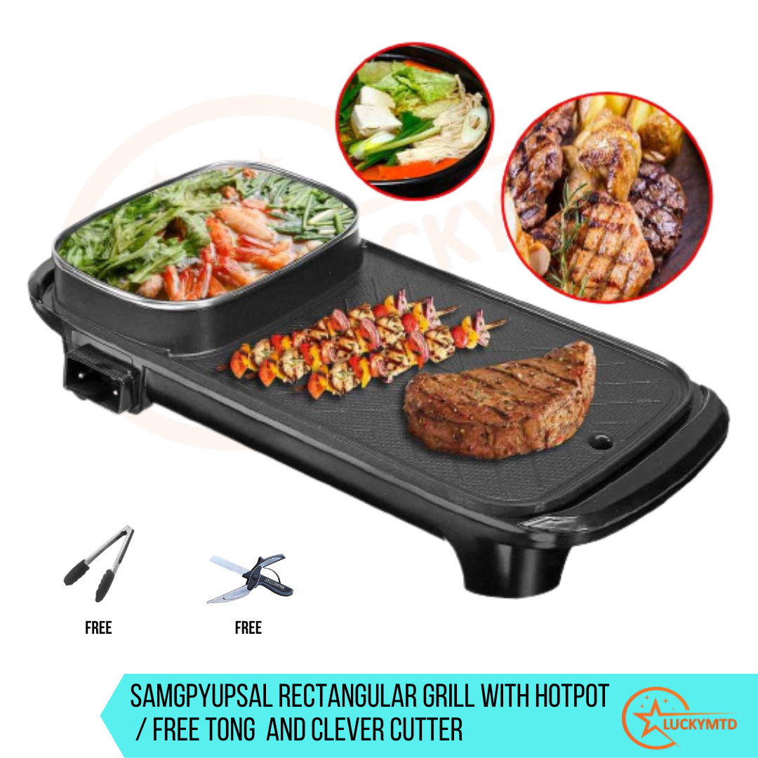 LUCKYMTD ORIGINAL ELECTRIC SAMGYUPSAL WITH HOT POT GRILL 2 in 1 GRILLER